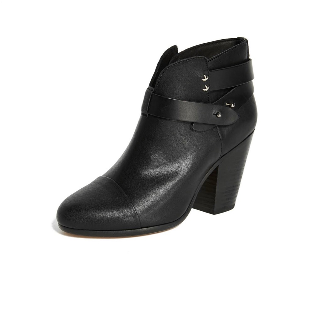 Rag and Bone Harrow Black Leather Ankle Bootie